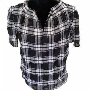 Ann Taylor Black/white/Gray Checked Top